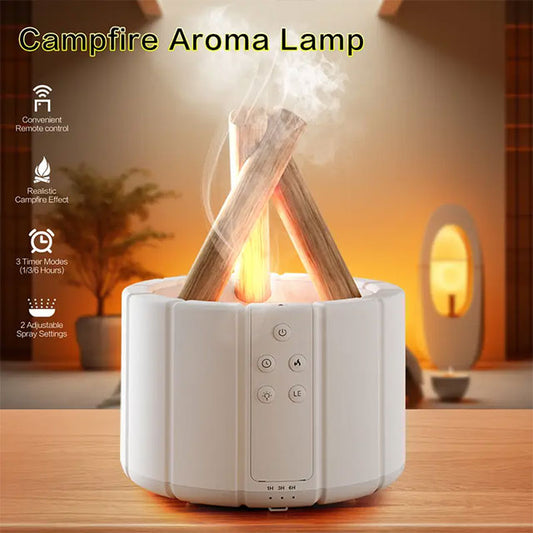 8.45oz Bonfire Aromatherapy Light & Essential Oil Diffuser – Remote Control, Cold Mist Humidifier, Timer & Auto-Off – Perfect for Bedroom, Office, Holiday Décor