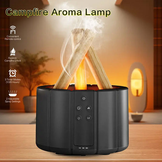 8.45oz Bonfire Aromatherapy Light & Essential Oil Diffuser – Remote Control, Cold Mist Humidifier, Timer & Auto-Off – Perfect for Bedroom, Office, Holiday Décor