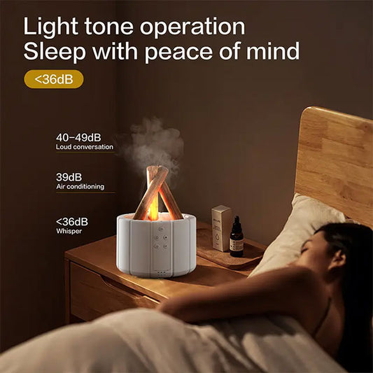 8.45oz Bonfire Aromatherapy Light & Essential Oil Diffuser – Remote Control, Cold Mist Humidifier, Timer & Auto-Off – Perfect for Bedroom, Office, Holiday Décor