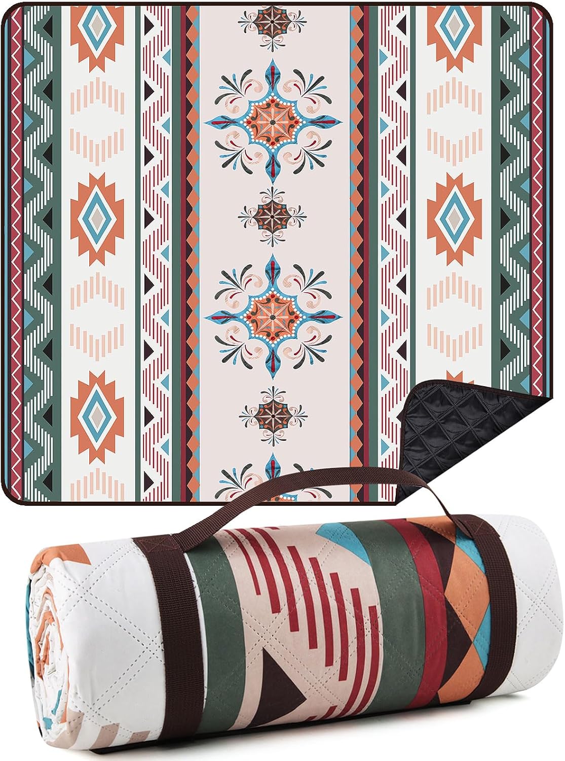 Couverture de pique-nique imperméable extra large 200x200CM – Tapis de plage extérieur pliable avec poignée de transport intégrée – Anti-sable et anti-humidité pour le camping en famille