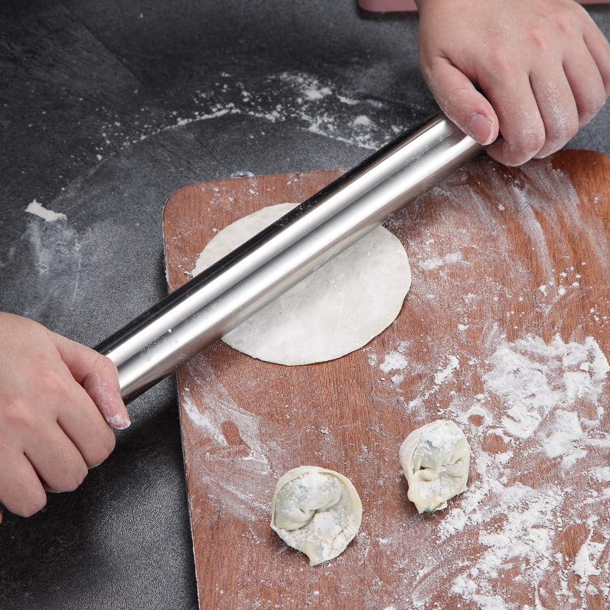 Berglander 16.7-Inch Stainless Steel Rolling Pin – Matte Finish Baking Roller for Pizza Dough, Pie, Cookies & Pastry