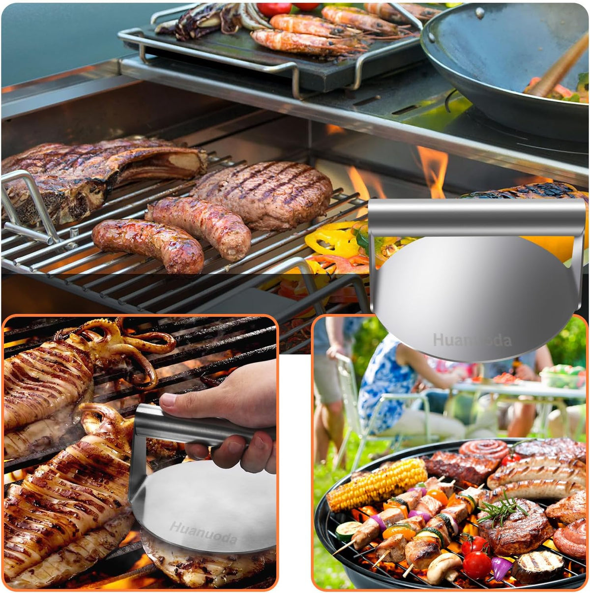 Presse à Burger en Acier Inoxydable – Presse à Viande Circulaire Robuste pour Hamburgers et Grillades