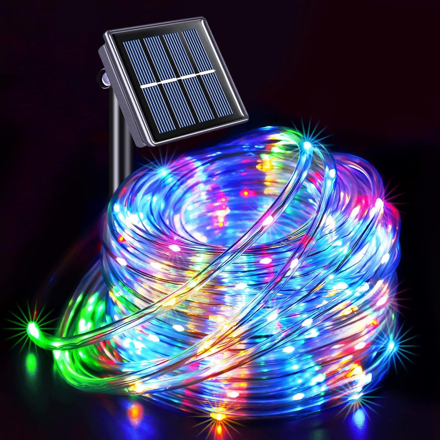 LED Solar Rope String Lights – Waterproof Tube Fairy Lights – Outdoor Solar Garland for Christmas, Garden & Patio Decoration (RGB/Blue/White/Warm)