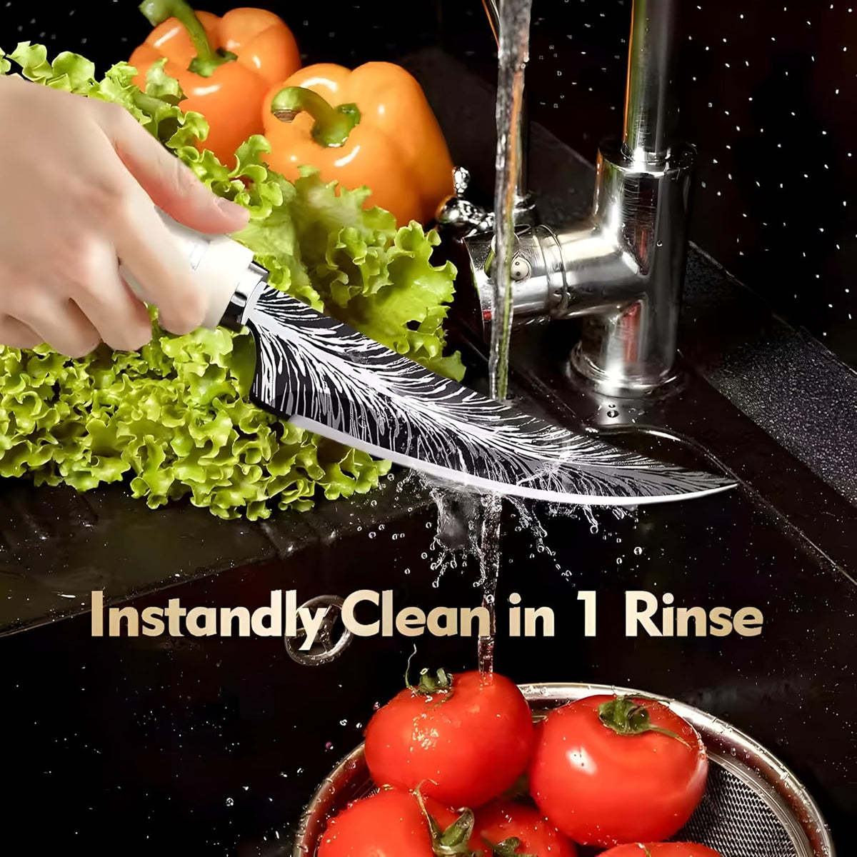 Couteau de cuisine professionnel courbé texture Damas – Trancheur à viande forgé à haute dureté et couteau à fruits – Outil culinaire ultra-tranchant