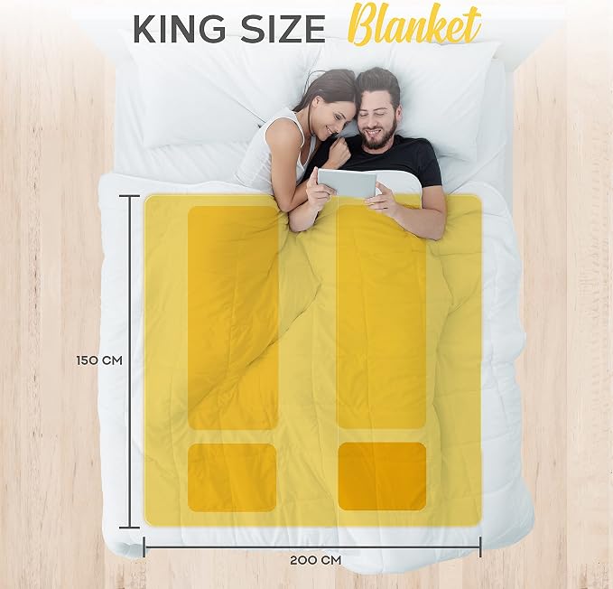 MONHOUSE King Electric Blanket 150 x 200 cm – Soft Fleece Heated Mattress Cover with Dual Controllers, 9 Heat Settings & Machine-Washable Design