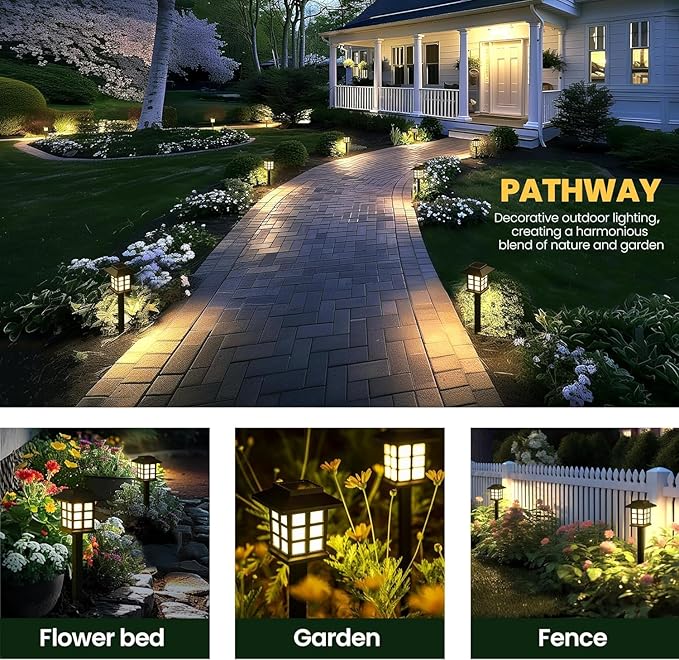 Lot de 2 Lampes Solaires de Jardin – Éclairage Paysager Étanche pour Jardin, Cour et Allée – Lumières Solaires Extérieures pour Chemin et Décoration de Patio (RGB/Blanc/Chaud)