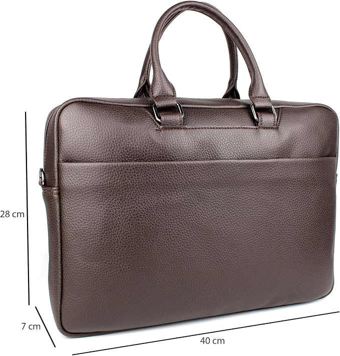 WESTPOLO Men’s Brown 15.6-Inch Leather Laptop Briefcase & Business Bag