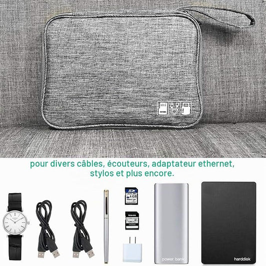 Travel Electronic Accessories Organizer Bag – Portable Cable Organizer Case for Chargers, USB Cables, Hard Drives, Power Bank & Gadgets (Grey)