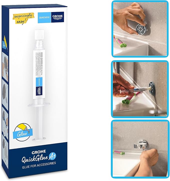 GROHE QuickGlue A1 – لاصق في الأنبوب ومحوّل لتركيب إكسسوارات الحمّام السريع