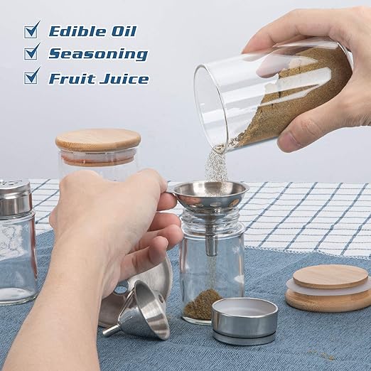 Ensemble de 3 entonnoirs de cuisine en acier inoxydable – Entonnoirs en métal de qualité alimentaire pour remplir les bouteilles – Mini entonnoirs pour les huiles essentielles, les épices et les liquides