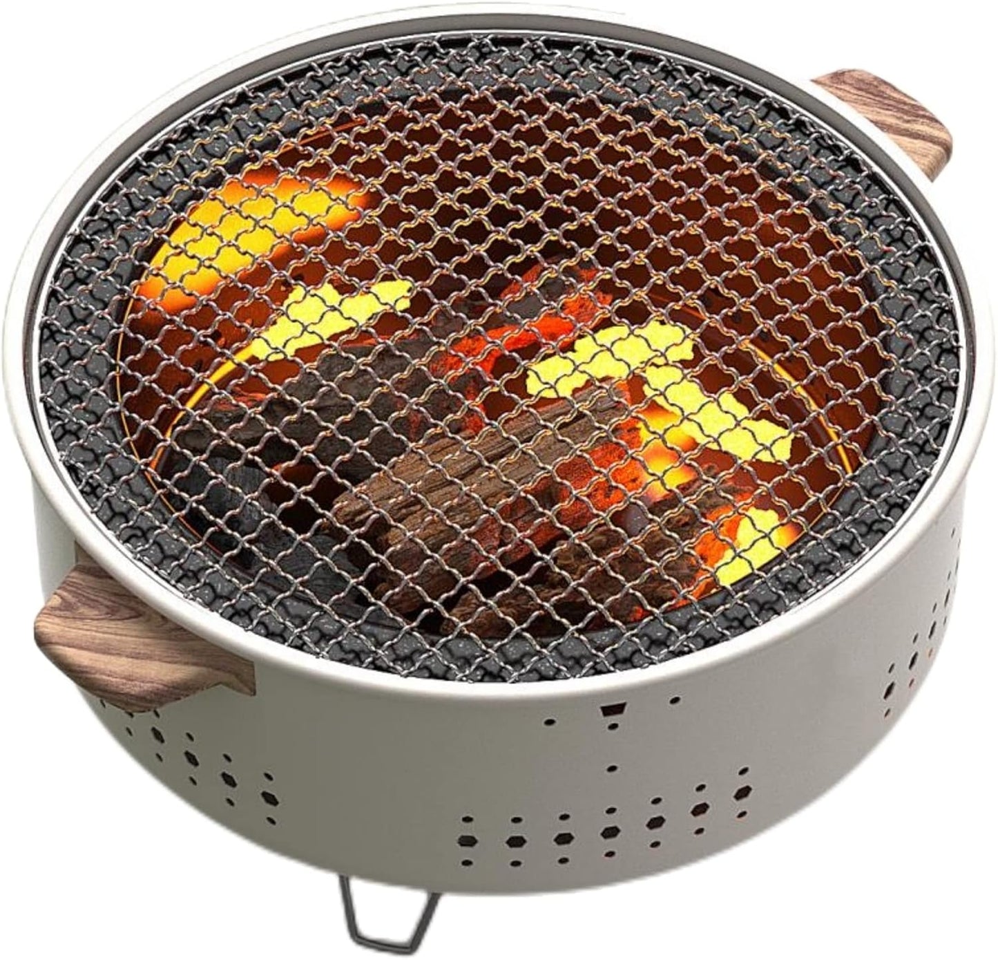 Portable Korean Charcoal BBQ Stove – Stainless Steel Split-Design Round Grill – Non-Stick Outdoor Camping Barbecue Rack for Tabletop Grilling