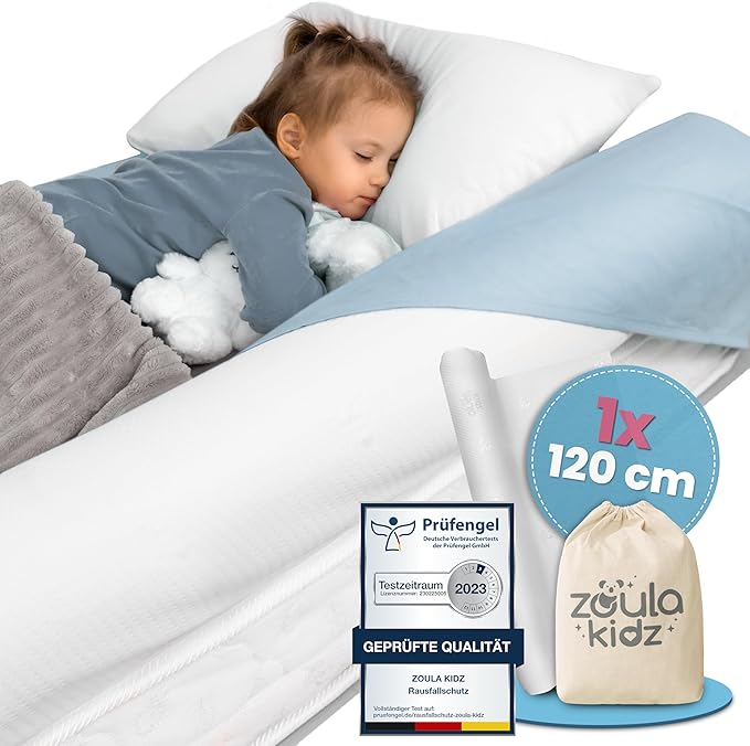 Barrière de lit gonflable Zoula Kidz – Protection anti-chute portable pour enfants avec housse Oeko-Tex (120 cm)