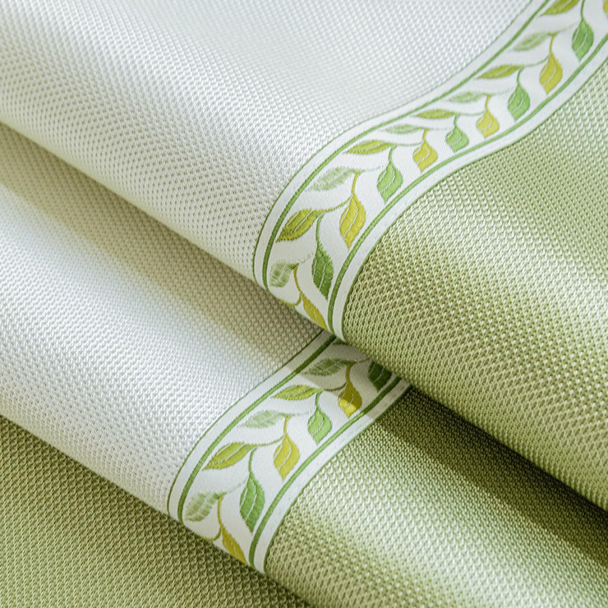 Textured Woven Sofa Cover with Decorative Leaf Border