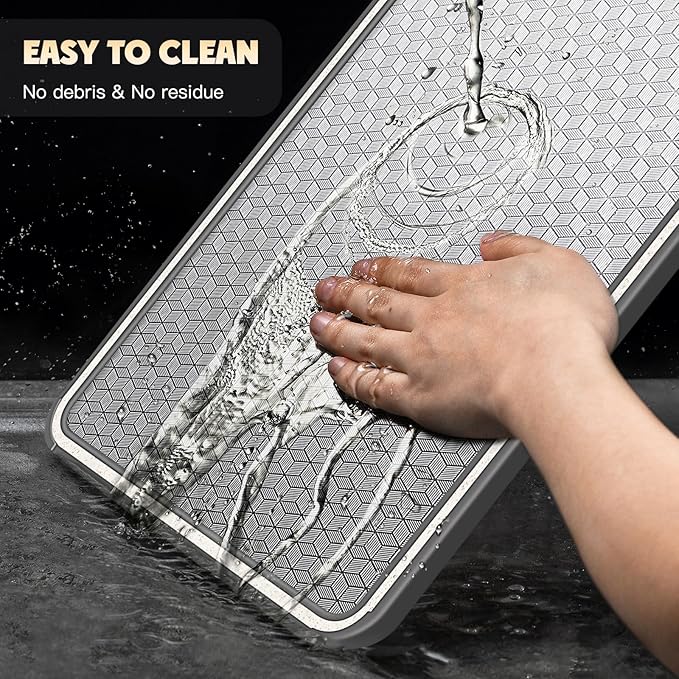 Planche à découper double face en acier inoxydable 304 – Résistante aux rayures avec bords en silicone antidérapants – Surface hygiénique pour la préparation culinaire