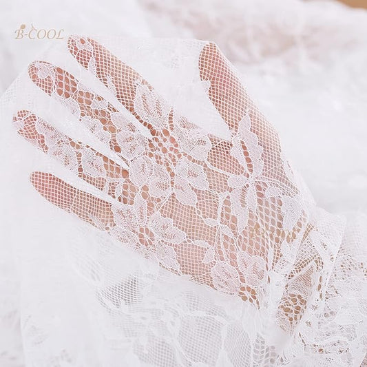 150CM*300CM Rustic White Lace Tablecloth – Vintage Embroidered Boho Wedding Decor – Floral Lace Table Overlay for Receptions, Valentine’s Day, and Shabby Chic Parties
