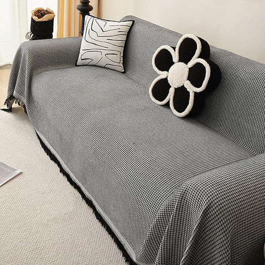 Full Coverage "Cream Wind" Sofa Towel – Multi-Layer Cotton Yarn Sofa Cover – Universal All-Inclusive Furniture Protector & Camping Blanket (Gray/Beige/White)
