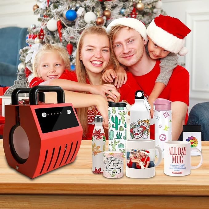 ANYTHLY Portable Mug Heat Press Machine 220V UK Plug – Sublimation Heat Transfer Press for 10–15 oz Mugs, Latte Cups & Tumblers