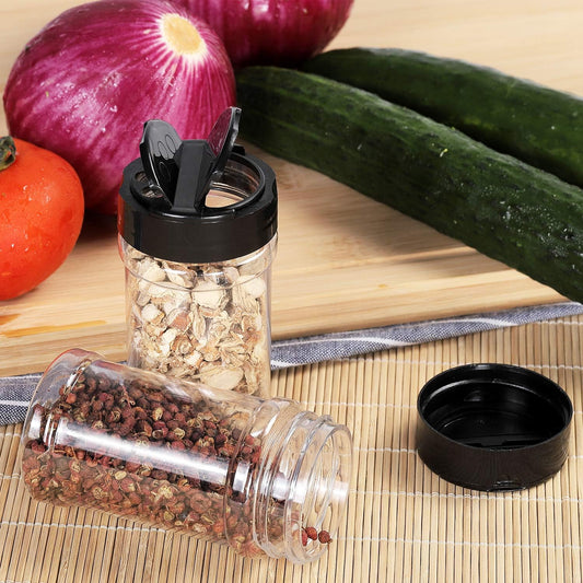 Clear Plastic Spice Jars – Airtight Seasoning Containers with Shaker Lids for Kitchen Storage