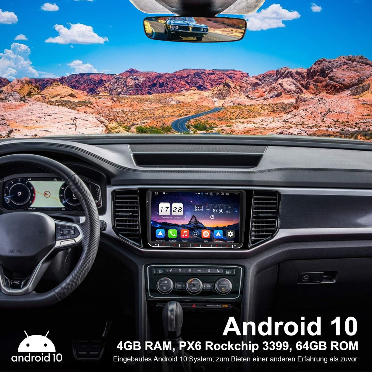 Vanku 9-Inch Android 10 Car Radio for VW Golf – Touchscreen Multimedia Stereo with GPS Navigation, Bluetooth 5.0, WiFi, 4G & DAB Support