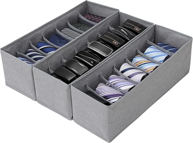 Kuber Industries Grey Non-Woven Foldable Drawer Organizer – Jute-Print Storage Box for Clothes, Socks, Bras, Scarfs & Stationery – Wardrobe & Cabinet Organizer