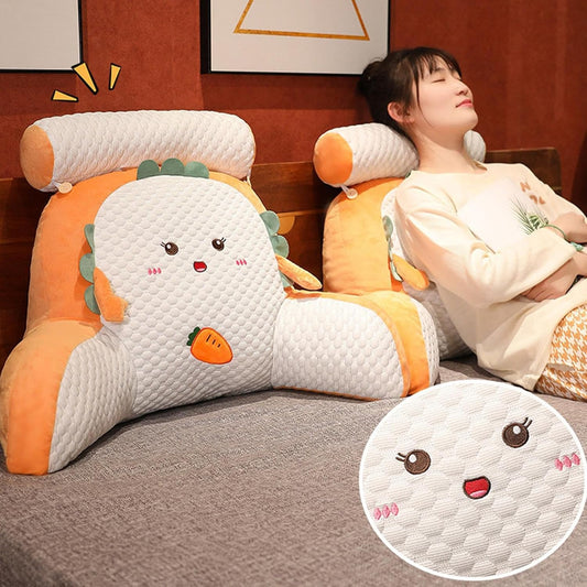 Adjustable Reading Pillow – Ergonomic Back Support Cushion for Bed, Sofa & Floor – Quilted Breathable Wedge Pillow with Neck Support (Gray/Yellow)