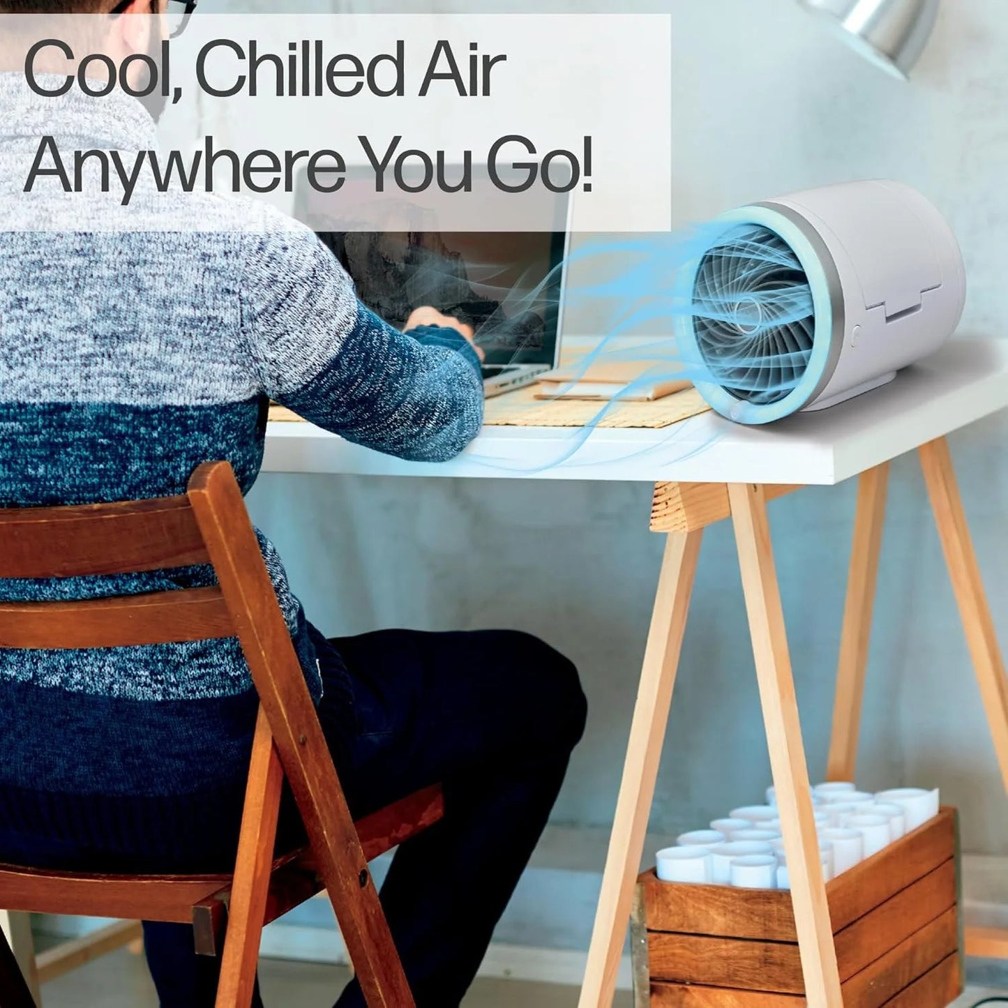 Arctic Air Ice Jet Personal Air Cooler – Portable 3-Speed Mini Air Cooler with Reusable Ice Packs, 7 LED Lights & Multi-Directional Vent