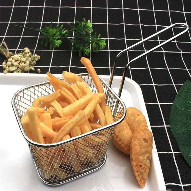 Panier de service en acier inoxydable pour frites – Mini-panier de présentation pour friture et snacks