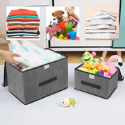 Premium Foldable Non-Woven Fabric Storage Box – Eco-Friendly Closet Organizer for Clothing, Underwear, and Socks – Multi-Purpose Gray Storage Bin for Kids' Toys and Sundries (36x24x24cm)