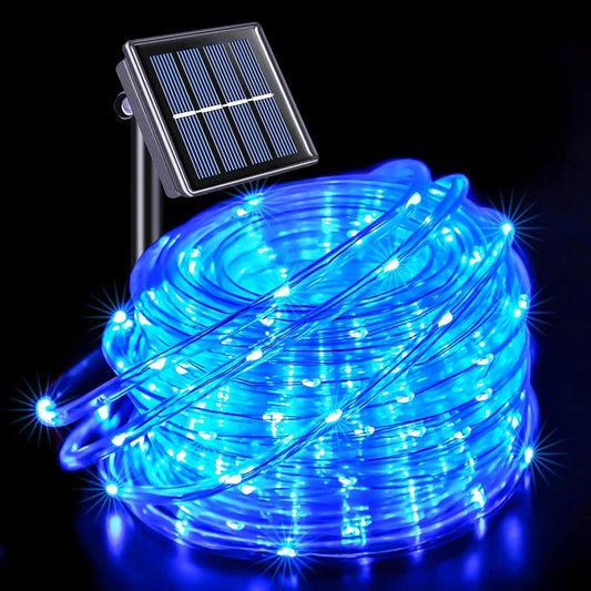 LED Solar Rope String Lights – Waterproof Tube Fairy Lights – Outdoor Solar Garland for Christmas, Garden & Patio Decoration (RGB/Blue/White/Warm)