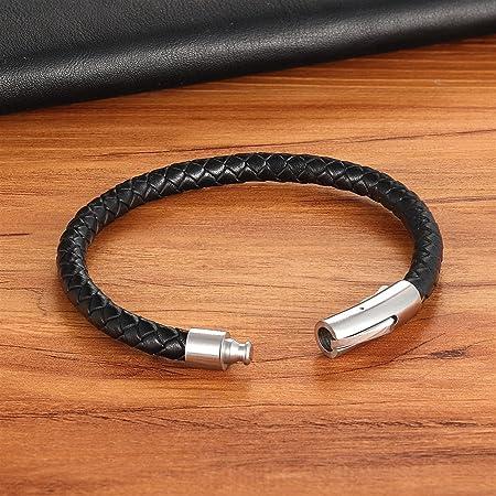 Bracelet en cuir avec boucle magnétique en acier inoxydable (EGBT396)