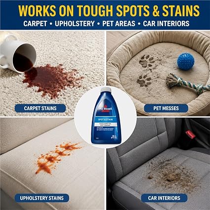 Spot & Stain Carpet & Upholstery Cleaner 236ml – Fabric Sofa & Carpet Stain Remover Compatible with Bissell Cleaning Machines