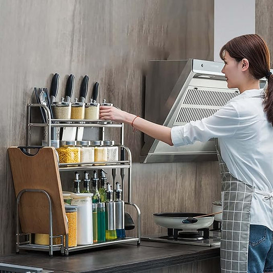 Stainless Steel Multi-Tier Spice Rack – Detachable Kitchen Countertop Organizer