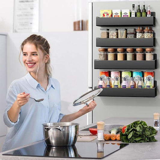 2 Pieces/Set Magnetic Storage Shelf Set – Heavy-Duty Refrigerator & Washing Machine Side Hanging Rack, Multifunctional Magnetic Kitchen Organizer