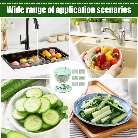 Manual Salad Spinner & Vegetable Dryer – Large Fruit and Vegetable Washer with Rotating Handle, Colander & Mixing Bowl (23.5 cm)