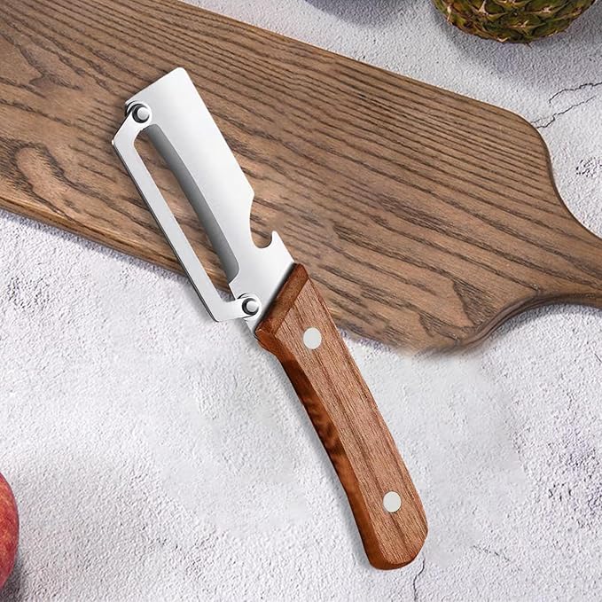 Premium Stainless Steel Fruit and Vegetable Peeler – Durable Wooden Handle Slicer for Kitchen Use