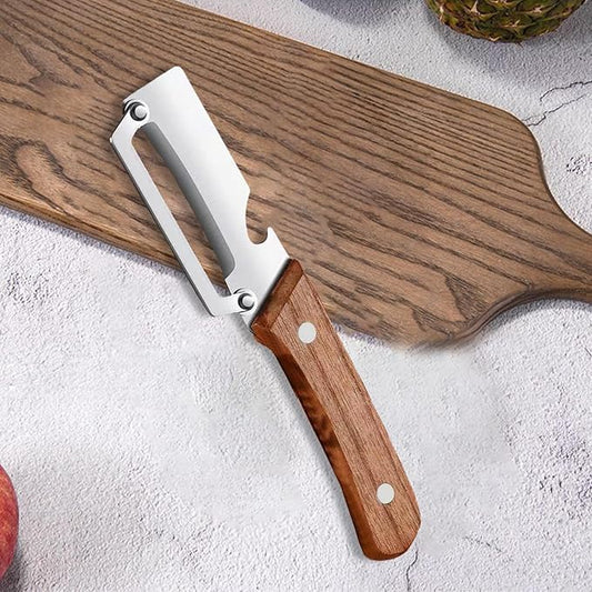 Premium Stainless Steel Fruit and Vegetable Peeler – Durable Wooden Handle Slicer for Kitchen Use