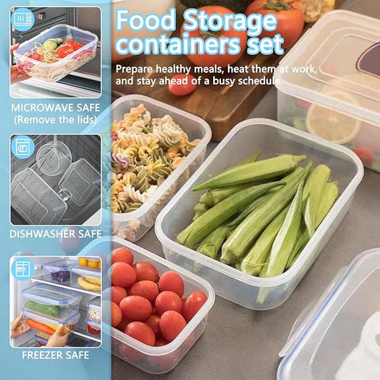 4Pcs Refrigerator Food Storage Containers with Lids | BPA-Free Plastic Fresh-Keeping Boxes | Portable Kitchen Organization Set