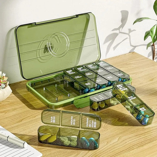 Weekly Pill Organizer 7 Day – Portable 21 Compartment Medicine Box for Vitamins, Supplements & Daily Medication