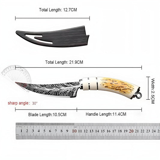 Professional Curved Damascus-Textured Kitchen Knife – High-Hardness Forged Meat Slicer & Fruit Knife – Ultra-Sharp Culinary Tool
