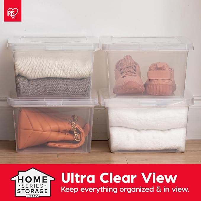 3-Piece Clear Stackable Storage Bin Set with Lids – 29 × 16 × 10.5 cm Plastic Organizer Boxes for Home, Closet & Office