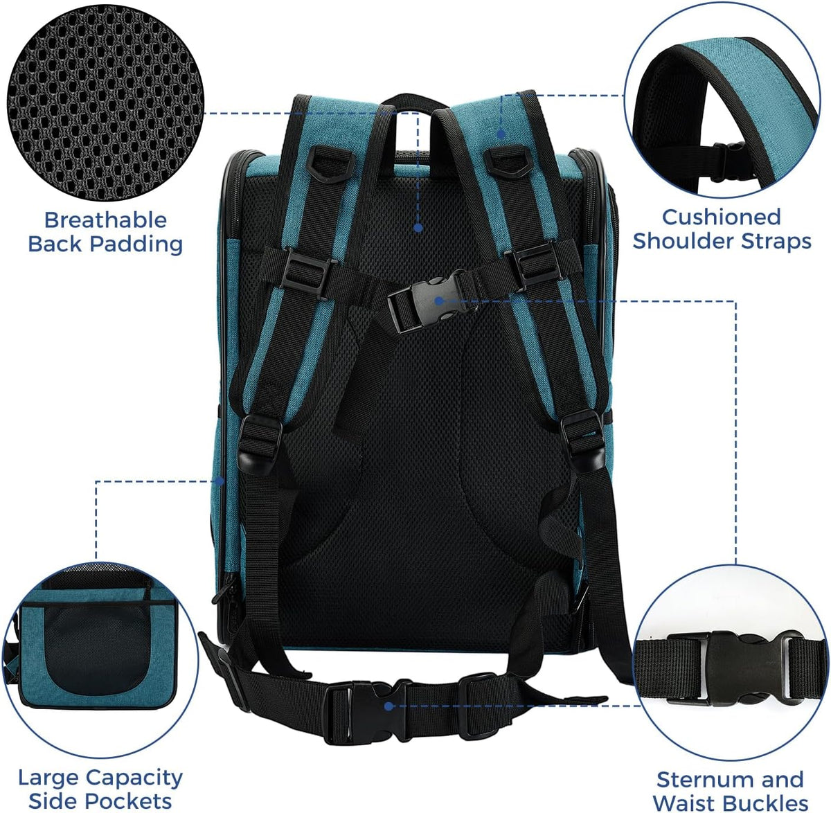 Sac à dos de transport pour animaux de compagnie Apollo Walker – Transport sûr et rembourré pour chats, chiens et chiots, idéal pour les voyages, la randonnée et les aventures en plein air (Noir)