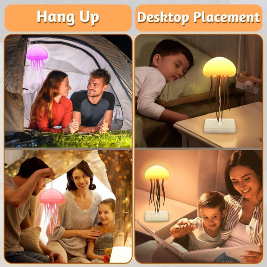 Cute Jellyfish Night Light – RGB Color Changing Rechargeable LED Bedside Lamp with Voice Control, Touch Sensor & Type-C Charging