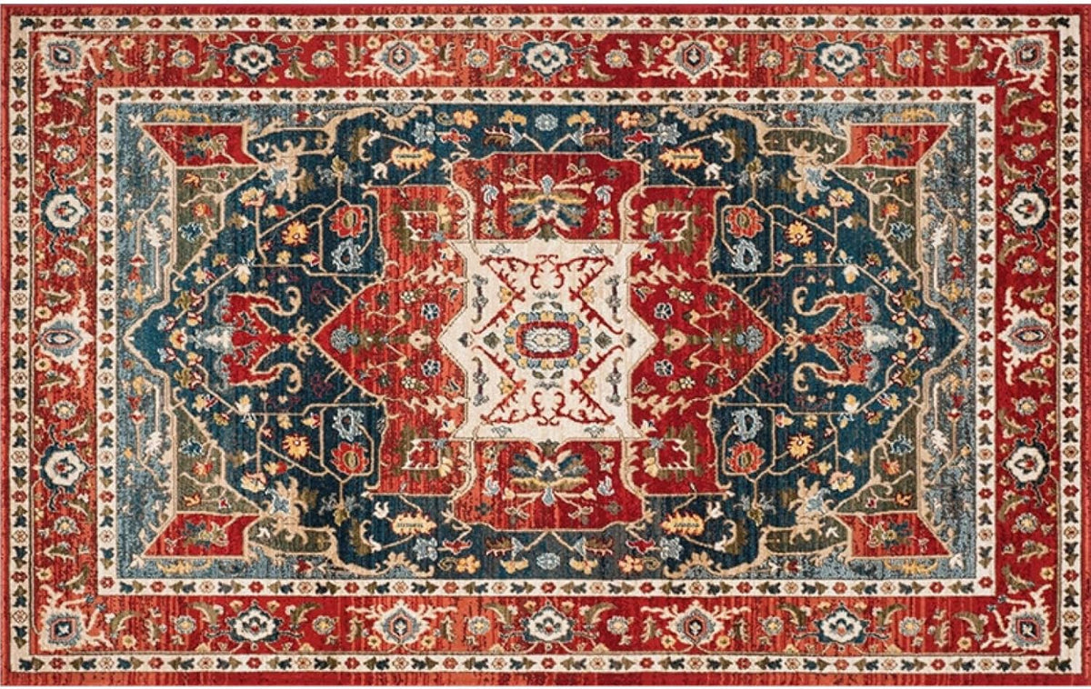 Tapis Rétro Style Persan – Tissé Wilton Classique Scandinave – Tapis Central à Motif Ethnique Traditionnel pour Salon & Chambre – Décoration Européenne Tendance (120x160cm / 140x200cm)
