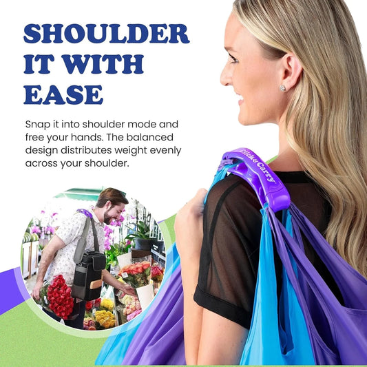 Grocery Bag Carrier Handle – Heavy Duty Shopping Bag Holder with Gel Grip, Hands-Free Carrying Assistant for Groceries, Luggage & Paint Cans (100 lb Capacity)