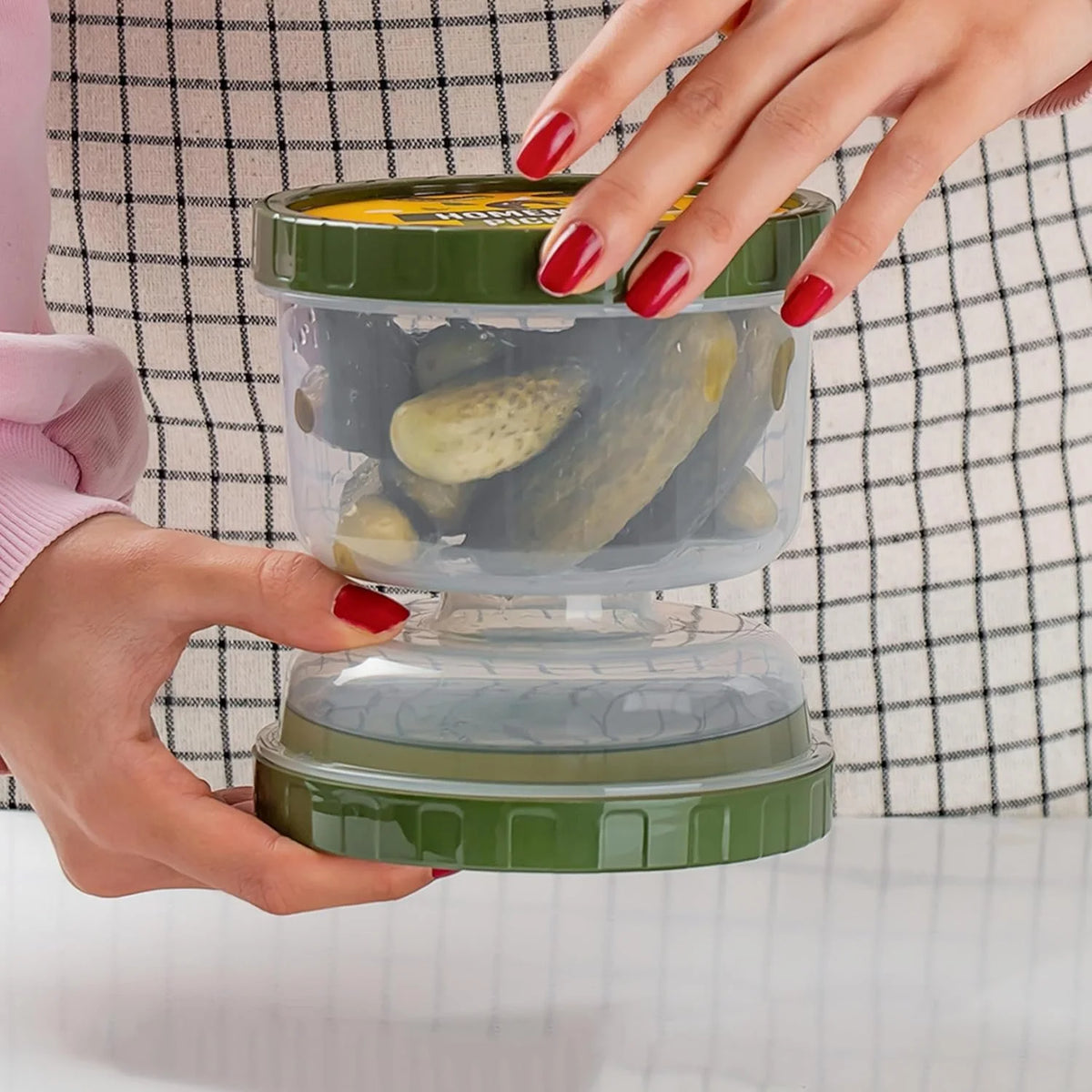 Pickle Jar with Strainer Flip Lid – Leakproof Olive & Pickle Storage Container for Refrigerator