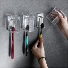 Support mural pour brosses à dents et gobelets en acier inoxydable de qualité supérieure – Organisateur de salle de bain mural robuste sans perforation pour brosses à dents électriques et gobelets – Étagère peu encombrante et antirouille (argent/noir)