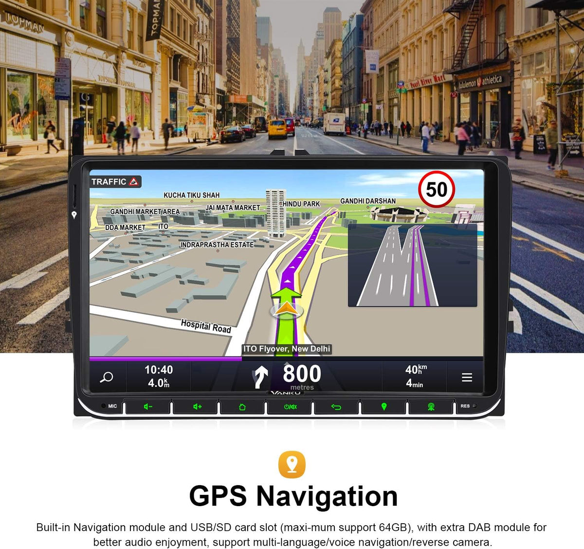 Vanku 9-Inch Android 10 Car Radio for VW Golf – Touchscreen Multimedia Stereo with GPS Navigation, Bluetooth 5.0, WiFi, 4G & DAB Support