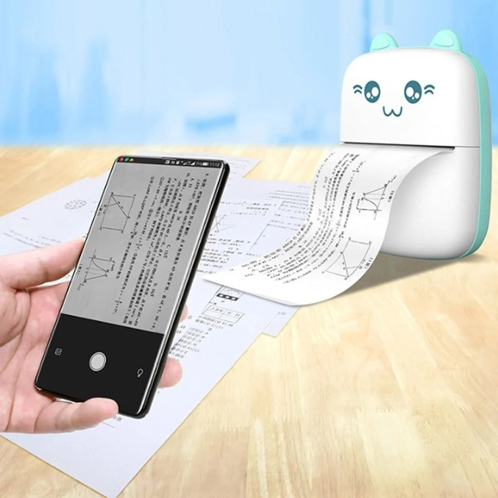 Mini imprimante thermique portable – Imprimante de poche sans fil Bluetooth sans encre pour étiquettes, notes, photos et impressions d'étude (11 × 8 × 3,5 cm)