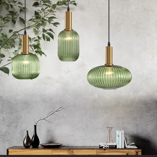 Retro Colorful Glass Pendant Light – Creative LED E27 Hanging Lamp for Restaurant, Living Room, Bedroom & Loft Decor