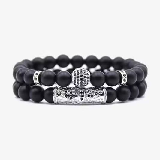 مجموعة أساور كرة ديسكو 8 مم 4 ألوان من قطعتين (EGBT202)